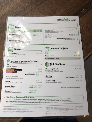 Menu Shake Shack Country Club Plaza - 5