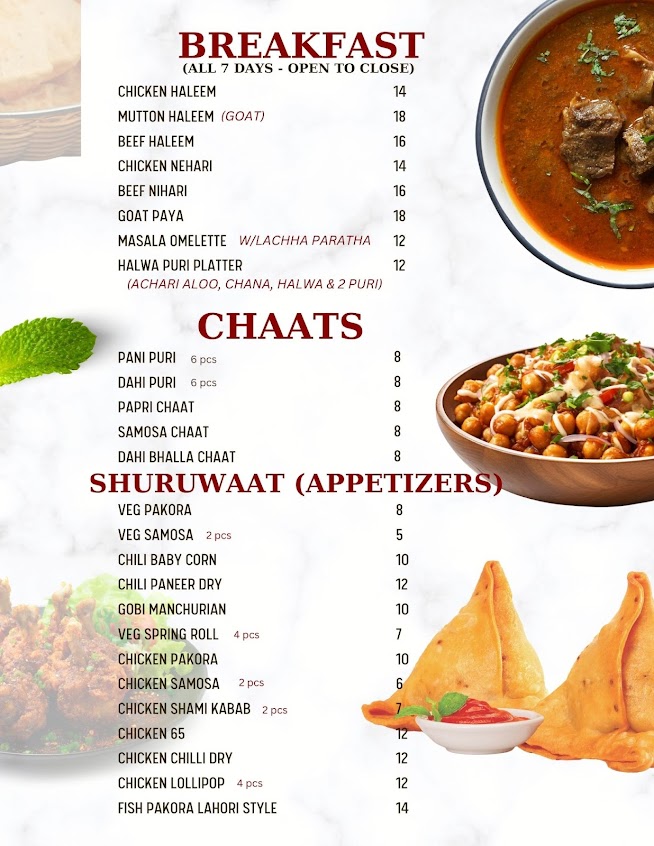 Menu Shalimar King Of Sweets Restaurant - 1