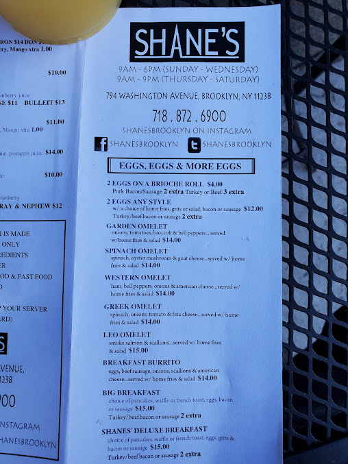Menu Shane's Brooklyn - 6