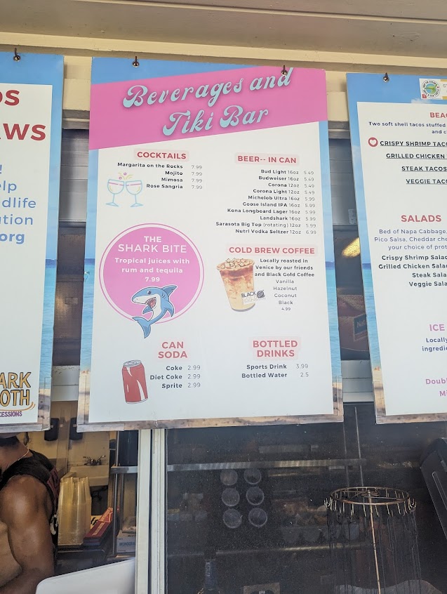 Menu Shark Tooth Beach Concessions Nokomis Beach - 1