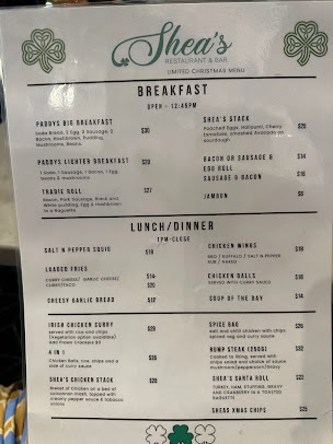 Menu Shea’s - 0