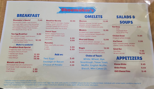 Menu Shoemakers Restaurant - 2