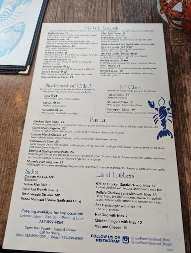 Menu Shore Fresh Seafood Market Restaurant - 2