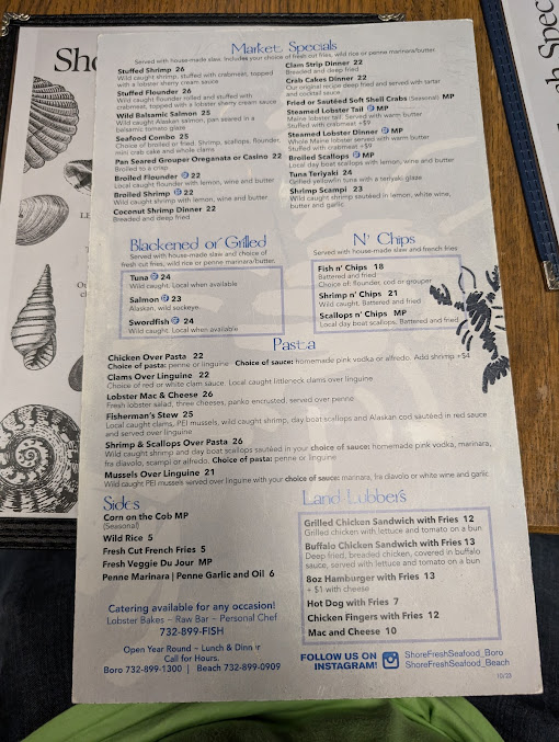 Menu Shore Fresh Seafood Market Restaurant - 8