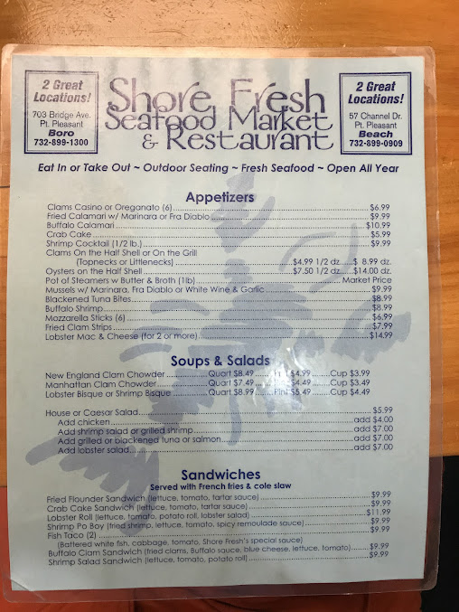 Menu Shore Fresh Seafood Market Restaurant - 9