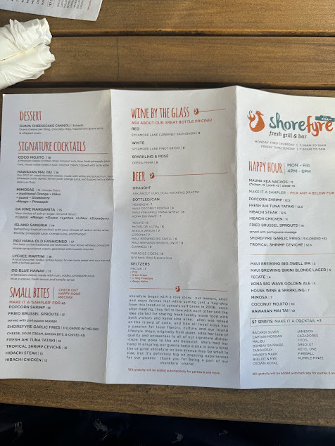 Menu Shorefyre Fresh Grill Bar At International Market Place - 6