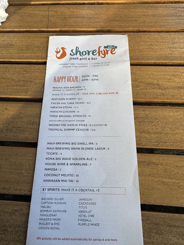 Menu Shorefyre Fresh Grill Bar At International Market Place - 8