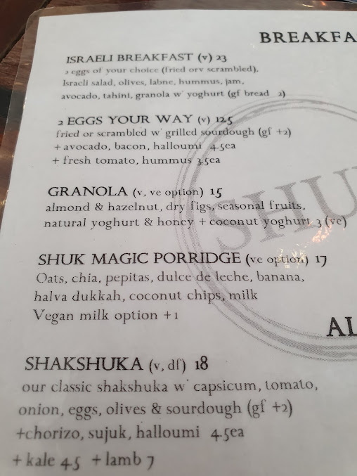 Menu Shuk Bondi - 3