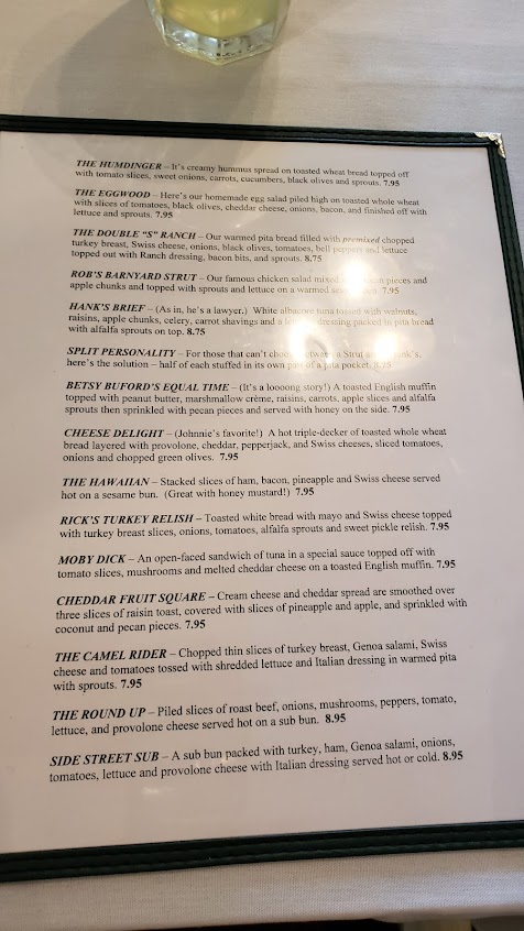 Menu Side Street Restaurant - 5