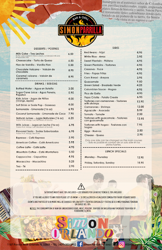 Menu Simon Parrilla Bar And Grill - 0
