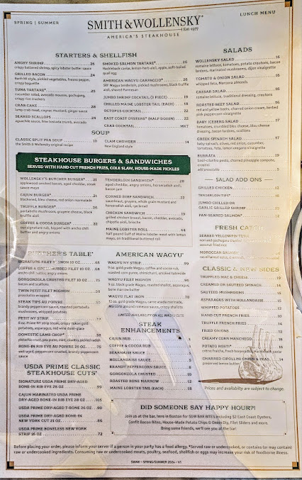 Menu Smith & Wollensky - Boston - 1