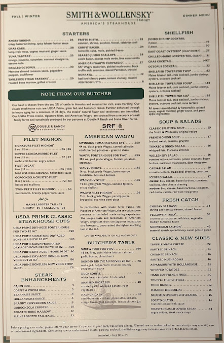 Menu Smith & Wollensky - Boston - 4