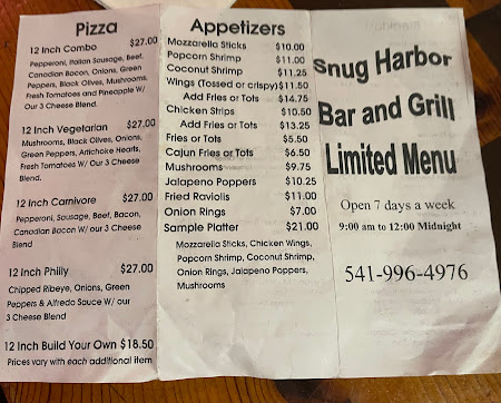 Menu Snug Harbor Bar And Grill - 0