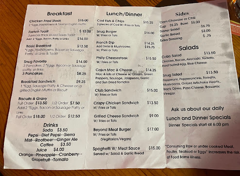 Menu Snug Harbor Bar And Grill - 2