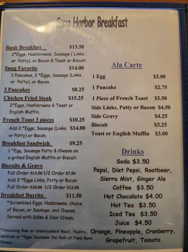 Menu Snug Harbor Bar And Grill - 5
