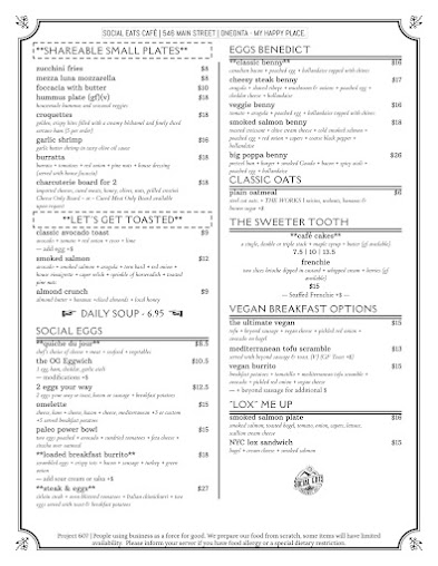 Menu Social Eats Café - 0