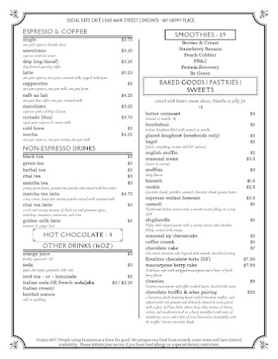 Menu Social Eats Café - 2