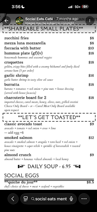 Menu Social Eats Café - 6