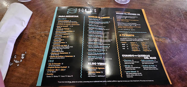 Menu Sonia's Seafood Market & Restaurant - 4