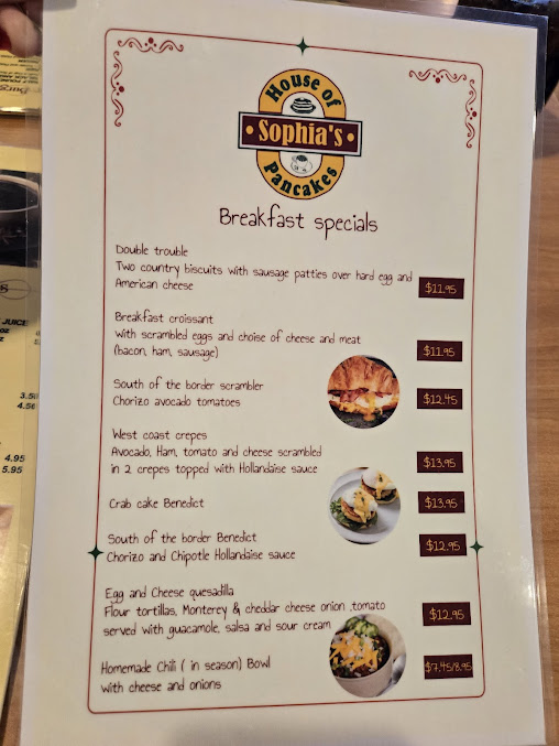 Menu Sophias House Of Pancakes Michigan City - 2