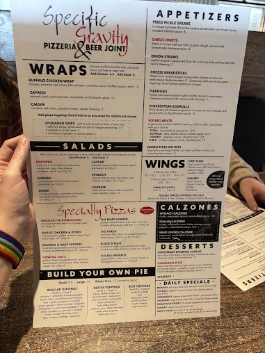 Menu Specific Gravity Pizzeria Beer Joint - 5