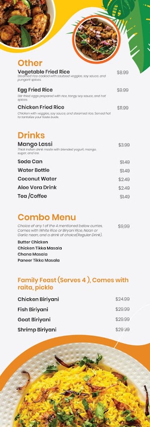 Menu Spices Of India Kitchen Restaurant Catering - 1