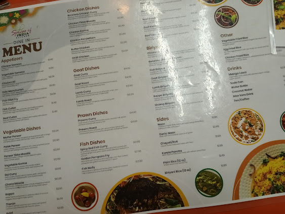 Menu Spices Of India Kitchen Restaurant Catering - 3