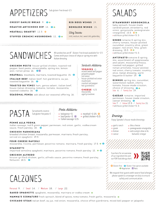 Menu Spinatos Pizzeria And Family Kitchen - 7