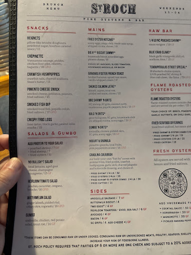 Menu St. Roch Fine Oysters + Bar - 0