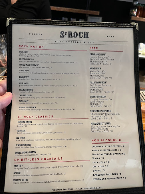 Menu St. Roch Fine Oysters + Bar - 3