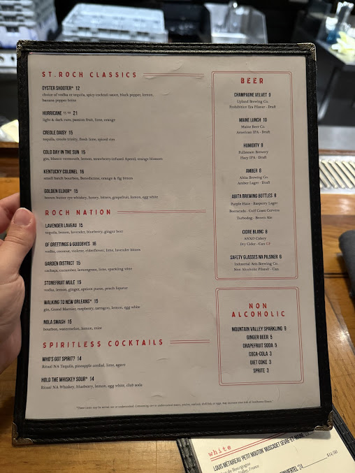 Menu St. Roch Fine Oysters + Bar - 5