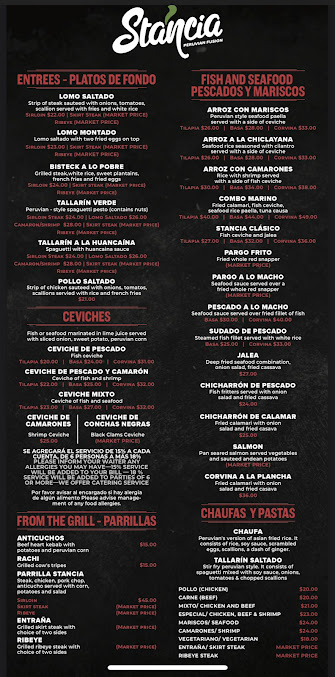 Menu Stancia Peruvian Fusion Restaurant - 2