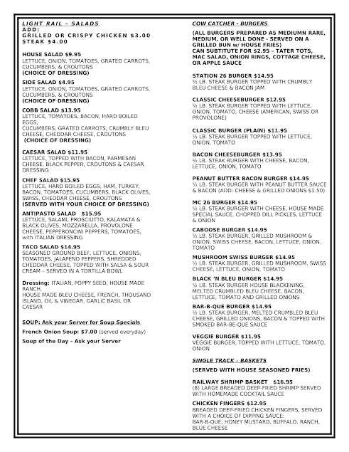 Menu Station 26 Restaurant And Pub - 3