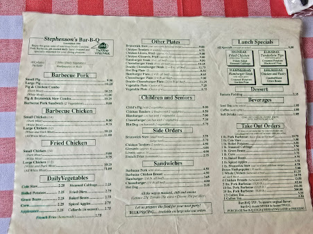 Menu Stephenson's Bar-B-Q - 1