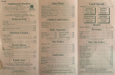Menu Stephenson's Bar-B-Q - 2
