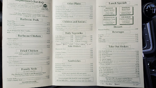 Menu Stephenson's Bar-B-Q - 6