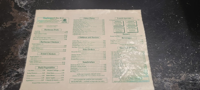 Menu Stephenson's Bar-B-Q - 7