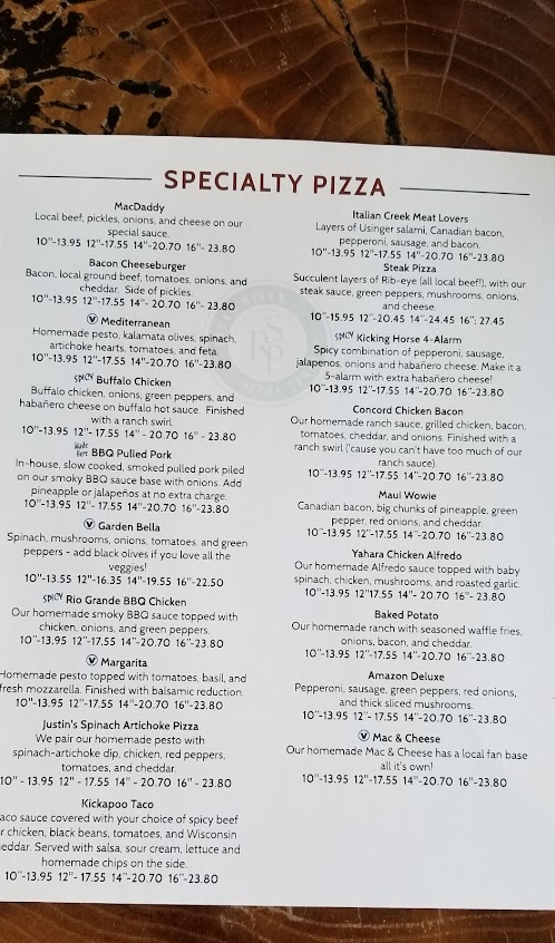 Menu Sugar River Pizza Co New Glarus - 1