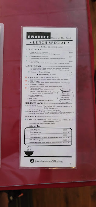 Menu Swaddee House Of Thai Food - 1