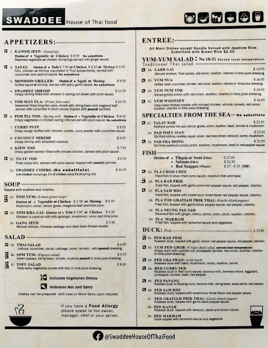 Menu Swaddee House Of Thai Food - 5