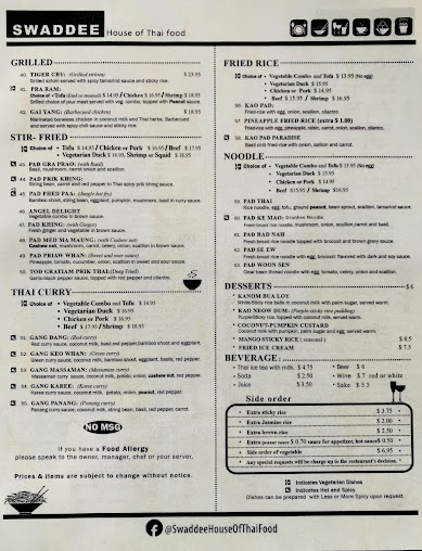 Menu Swaddee House Of Thai Food - 6