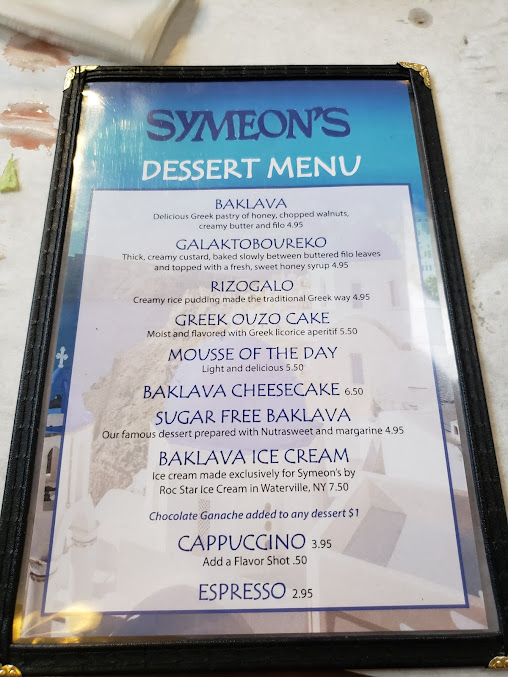 Menu Symeon's Greek Restaurant - 7