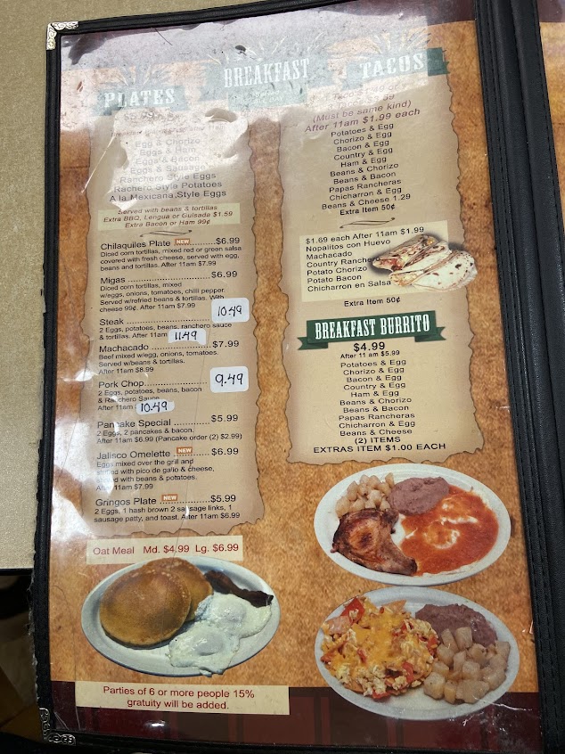 Menu Taco Jalisco Authentic Mexican Restaurant Jalisco Style - 0