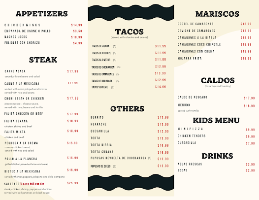 Menu Taco Miendo Bar, Grill, & Pizzeria - 0