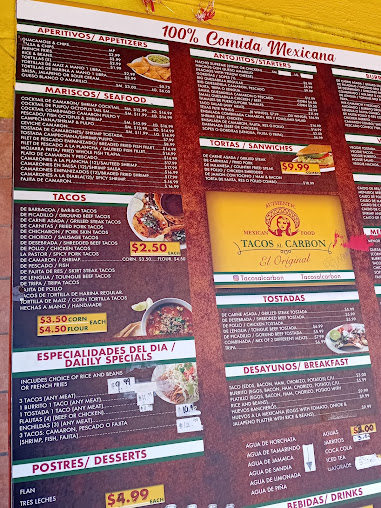 Menu Tacos Al Carbon Of Lake Worth - 4