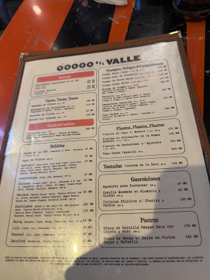 Menu Tacos Del Valle Roma Norte - 0