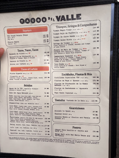 Menu Tacos Del Valle Roma Norte - 3