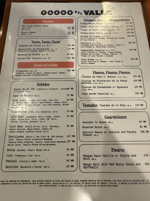 Menu Tacos Del Valle Roma Norte - 4