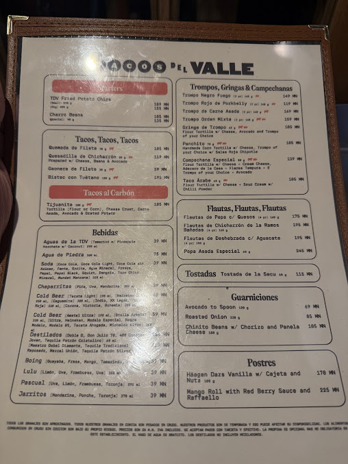 Menu Tacos Del Valle Roma Norte - 8