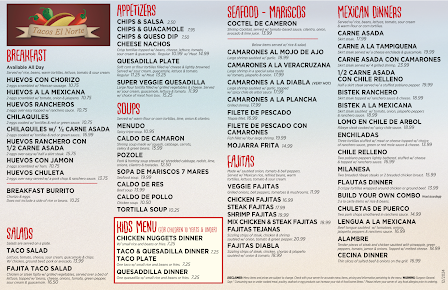 Menu Tacos El Norte In Round Lake Beach - 6